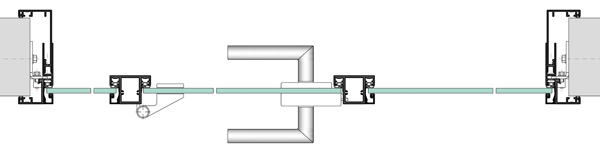 Türelement mit Ganzglastürblatt und Glasseitenteilen