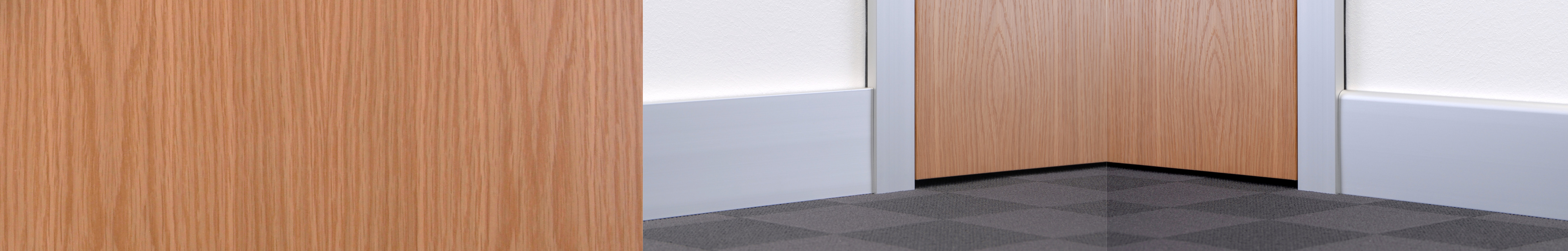 Anschluss Sockelprofil an die Zarge aus Aluminium - verdeckte Befestigung