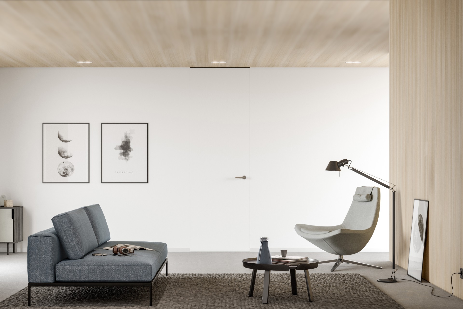 raumhohe Tapetentür mit minimaler Fuge